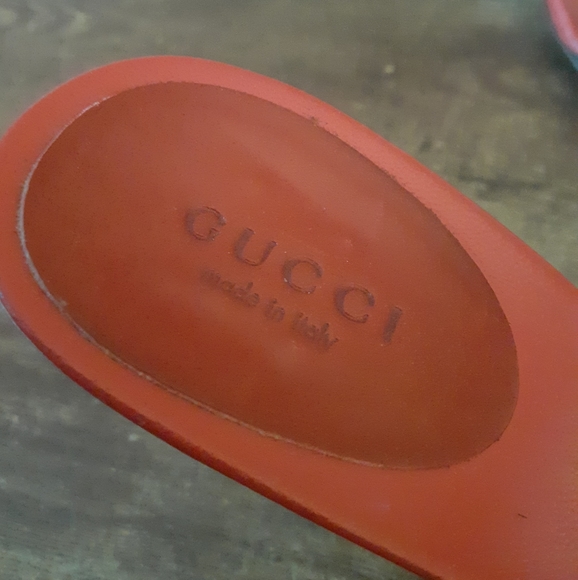 GUCCI Red leather slide sandal kitty heels - Picture 11 of 11